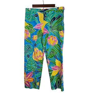 Lauren Ralph Lauren Tropical Crop Stretch Pants Size 10 Vibrant Multicolor